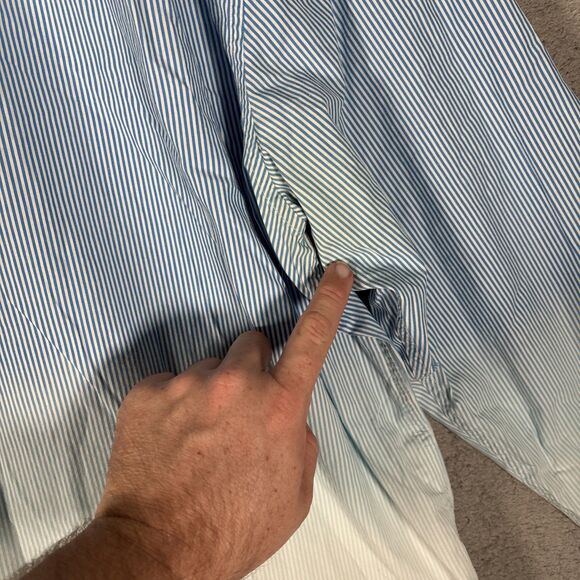 Tommy Bahama Pima Cotton Button Down Shirt Blue White Stripe Mens Size 2XL Ombre - Picture 12 of 13